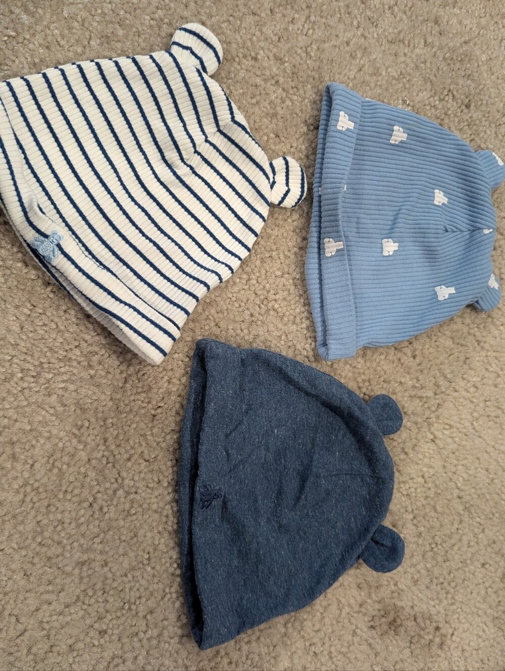 Gap Baby Kids Bear Ear Knit Hat Set - Blue, Navy, Cream - 6-12 Months